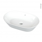 Vasque salle de bains - VELLYS - A poser - Céramique blanche brillante - Ovale