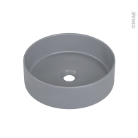 Vasque salle de bains - LIVA - A poser - Céramique grise satinée - Ronde