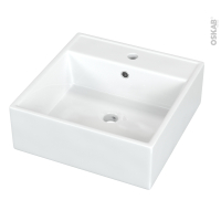 Vasque salle de bains - NALIS - A poser - Céramique blanche brillante - Carrée