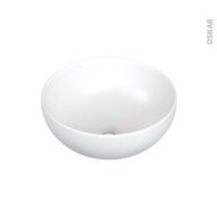 Vasque salle de bains - NUTA - A poser - Céramique blanche satinée - Ronde