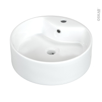 Vasque salle de bains - PERIA - A poser - Céramique blanche brillante - Ronde