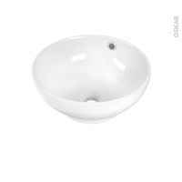 Vasque salle de bains - NUBIA - A poser - Céramique blanche brillante - Ronde