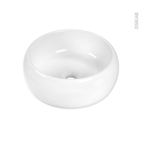 Vasque salle de bains - PUREA - A poser - Céramique blanche brillante - Ronde