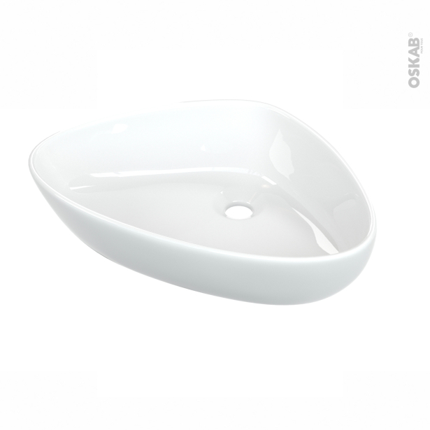 Vasque salle de bains WAL <br />A poser, Céramique blanche, Oblongue 